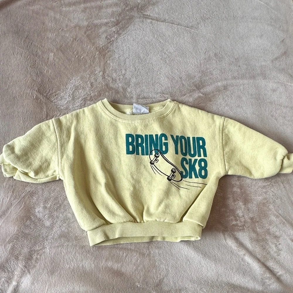 Zara Kids Yellow 'Bring Your SK8' Sweatshirt